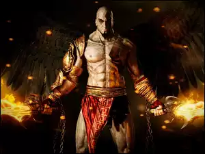 Wojownik, God Of War, Skrzydła, Miecze