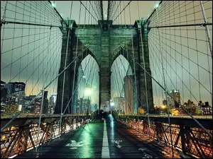 Nowy Jork, Brooklyn Bridge, Noc