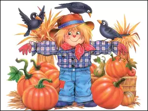 strach na wróble, Halloween, dynie