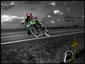 Krzyż, Droga, Kask, Motocyklista