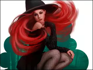 Dziewczyna, Halloween, Rude, Włosy