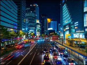 Osaka, Noc, Japonia, Miasto