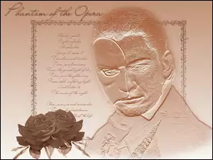 aktor, Phantom Of The Opera, róża, ramka, napis