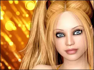 3D, Dziewczyna, Portret, Blondynka, Grafika