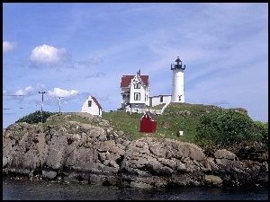 Morska, Wybrzeże, Maine, Atlantyckie, Latarnia