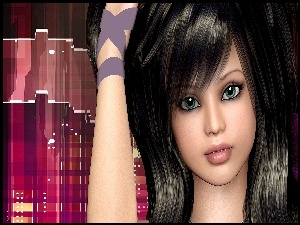 Dziewczyna, 3D, Portret, Grafika