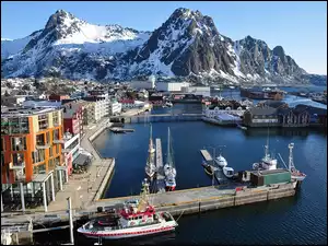 Svolvaer, Łodzie, Lofoty, Jachty, Panorama, Przystań