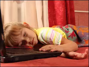 Sen, Dziecko, Laptop, Dziewczynka, Odpoczynek
