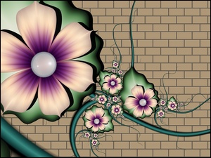 Mur, 3D, Kwiaty, Grafika