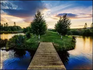 Jezioro, Wzgórza, Zielona, Wyspa