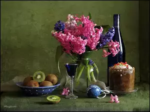 Ciastko, Wino, Hiacyntów, Bukiet, Pisanka, Czerwone, Kiwi