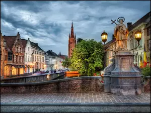 Zmrok, Brugia, Miasto, Belgia, Kamienice