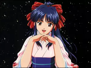 brązowe oczy, Sakura Wars, długie włosy