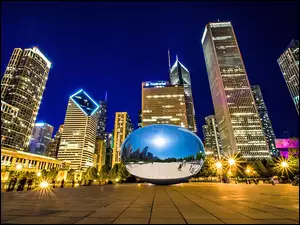 Drapacze, Cloud, Chicago, Gate, Nocą, Chmur