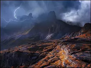 Góry, Chmury, Dolomity, Burza