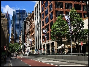 Fragment, York, Drapacze, Domy, Sydney, Chmur, Street