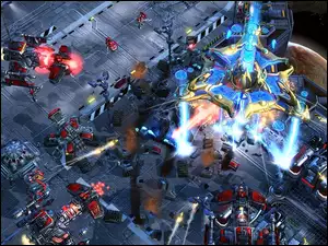 statek, roboty, Starcraft 2, laser, kosmos, kosmiczny
