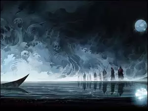 Morze, Postacie, Fantasy, Upiory, Mroczne, Księżyc