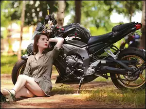 Azjatka, Yamaha, Sportowy, Motor, Kobieta