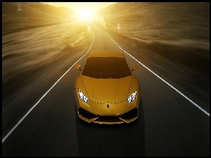 Słońca, Lamborghini, Droga, Huracan, Wschód