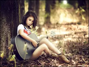 Gitara, Dziewczyna, Las