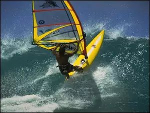 Windsurfing, żółta deska