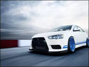 Mitsubishi, Niebieskie felgi, Lancer, Evo X