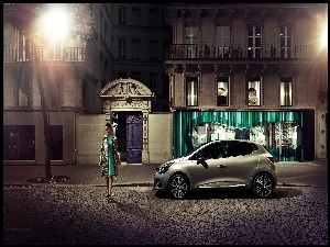 Ulica, Wieczór, Renault, Kobieta, Clio, Domy