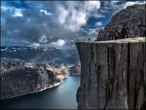 Klif Preikestolen, Góry, Fiord Lysefjorden, Norwegia