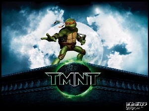 nunchaku, Teenage Mutant Ninja Turtles, dach, Wojownicze Zółwie Ninja, księżyc