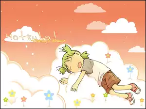 Yotsubato, dziecko, chmurki, kwiatki