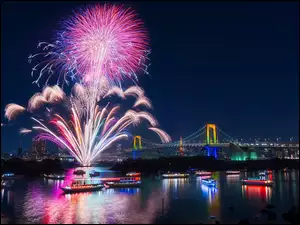 Japonia, Most, Tokio, Fajerwerki