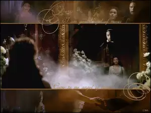 kwiaty, dym, Emmy Rossum, Phantom Of The Opera, Gerard Butler