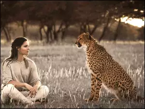 Trawa, Kobieta, Gepard