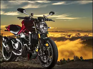 Motocykl, Słońca, Ducati, Zachód