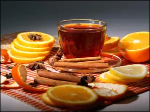 Cytryna, Cynamon, Filiżanka, Karambola, Herbaty, Pomarańcza