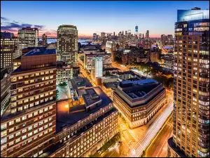 Panorama, Brooklyn, Miasta, Chmur, Rzeka, Drapacze, Jork, Biurowce, Nowy