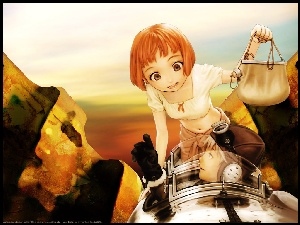 Last Exile, torebka, pojazd, ludzie