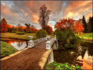 Jesień, Petersburg, Park, Mostek