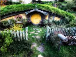 Domek, Płot, Hobbit, Ogródek