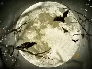 Grafika, Halloween, Księżyc