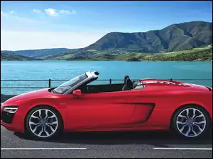 Góry, Audi, Droga, Spyder, Jezioro