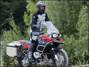 Motocykl, Las, BMW R1200 GS, Motocyklista