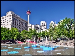 Miasta, Sadzawka, Calgary, Wodotryski, Panorama, Park