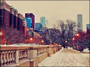 Mgła, Chicago, Drapacze Chmur, O Zmierzchu, Park, Zima
