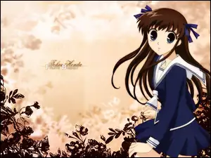 kwiaty, Fruits Basket, mundurek, kobieta