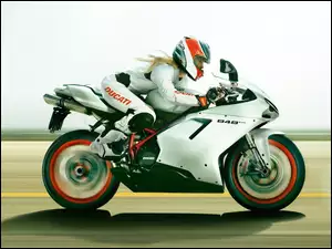 Dziewczyna, Szosa, Motocykl, Ducati 848