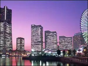 Yokohama, Port, Noc, Drapacze Chmur