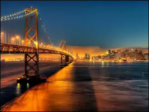 Golden Gate, Zatoka, Chmur, Miasto, Drapacze, Nocą, Most, San Francisco