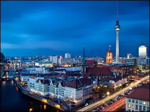 Ptaka, Berlin, Nocą, Miasto, Z Lotu